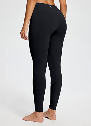 Baleaf Women'S Winter Riding Pants Horse Breeches Knee-Patch Fleece Horseback Equestrian Tights Pockets Leggings Black L thumb #4