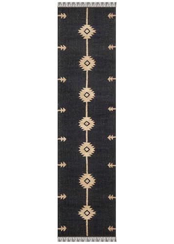 Reversible Wool Jute Kilim Runner Moroccan Style