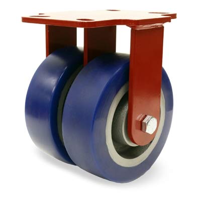 Hamilton Heavy Service Dual-Wheel Rigid Caster Part# R-HS2-6EGB 6" x 2" Ergo-Glide XT Polyurethane (85A) on Cast Iron Wheels with 1/2" Sealed Precision Ball Bearings - 2,300 lbs Capacity - USA Made