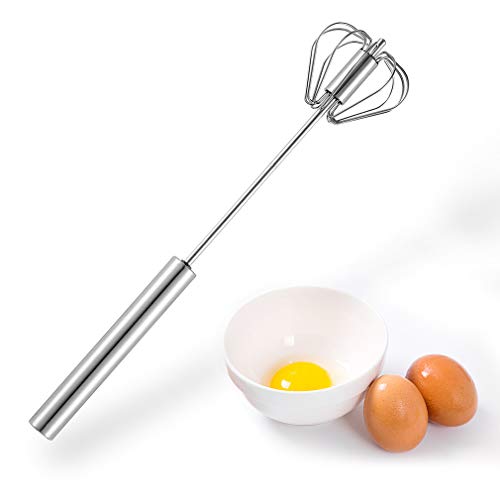 EZKIT Stainless Steel Egg Whisk Semi-automatic Hand Push Wire Whisk for Cooking Blending Stirring and Beating