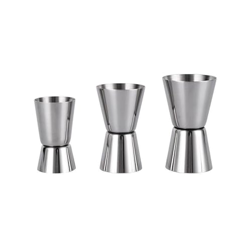 3Pcs Spirit Measure, Stainless Steel Drink Measures, 25/50ml 20/40ml 15/30ml Jigger Spirit Measure Cup, Shot Measures Dual Measuring Cup for Bar, Party, and Cocktails