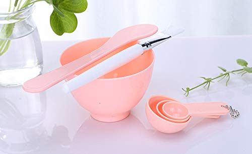 6 in 1 Pink Facial Care Makeup Cosmetic Tools Include Face Skin Care Mixing Bowl Stick Brush and Three Capacity Spoon Gauges for Lady Women DIY in Home Use 1