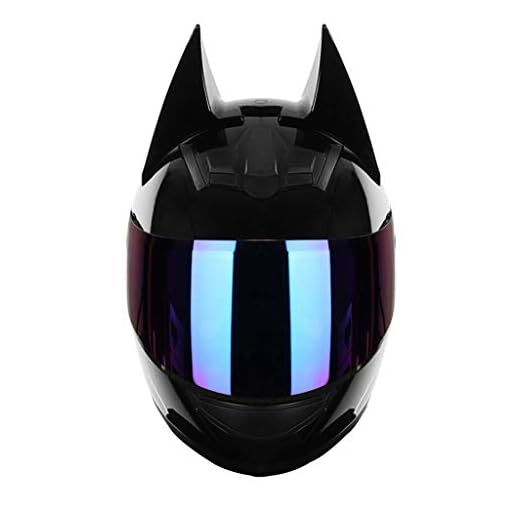 DJCALA Cat Ear Knight Helmet, Full Face Motorcycle Helmets, Personality Cool Cat Ears Electric Scooter Helmet Full Face Summer Men and Women Racing Couple Motorcycle Helmet, DOT Certified