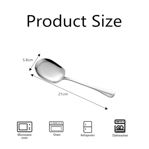 Miniatura 2 de Supoetry 4 Piezas Cuchara De Ensalada, Cuchara Sopera, Cucharas Grandes 21 Cm, Cuchara De Acero Inoxidable, Cuchara Grande Para Servir Para Restaurantes, Cenas Familiares Plateado