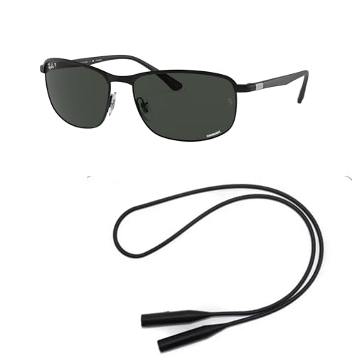 Ray-Ban RB3671CH Sunglasses Bundle: RB 3671CH 186/K8 Black On Black Polar Dark Grey and Universal Anti-slip Silicone Leash2
