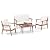 Tangkula 4 Piece Outdoor Conversation Set, Acacia Wood Sofa Set with Soft Seat & Back Cushions, Rectangle Coffee Table Patio Wood Furniture Set for Backyard, Poolside, Garden (1, Off White)