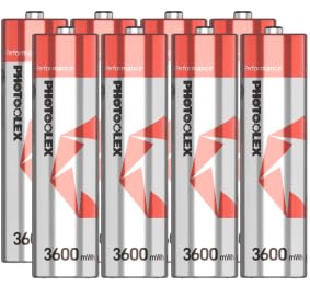 PHOTOOLEX Baterías de litio recargables AA 8 paquetes de 3600 mWh con 3 amperios de alta potencia (no incluye cargador)