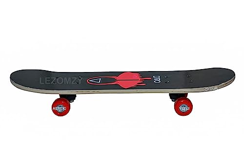 Image of Skateboard 24 inchx 6 inch Double Kick Concave Complete Skate Board 9 Layer Plywood Deck Standard Skateboards for Kids Boys Girls Beginners Teens Adult- (Red Diamond Print)