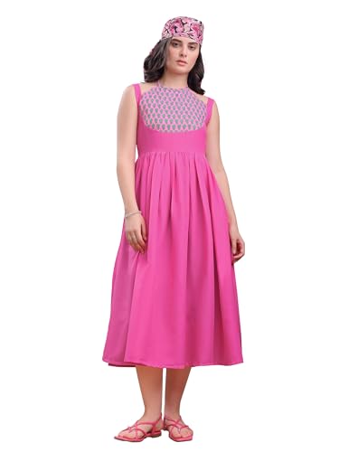 Image of PURVAJA Women's Midi Cotton Blend Dress (Floe-246-250)