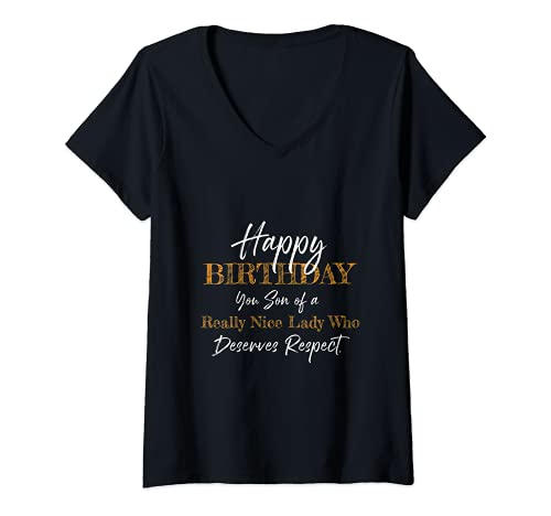 Femme Fils de A Nice Lady Nice et Fils bien-aimé T-Shirt avec Col en V