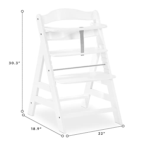 Hauck Alpha+ Grow Along Adjustable Wooden High Chair Seat W/ 5 Point Harness & Bumper Bar For Baby & Toddler Up To 198 Lbs, Beechwood, White #TOP1