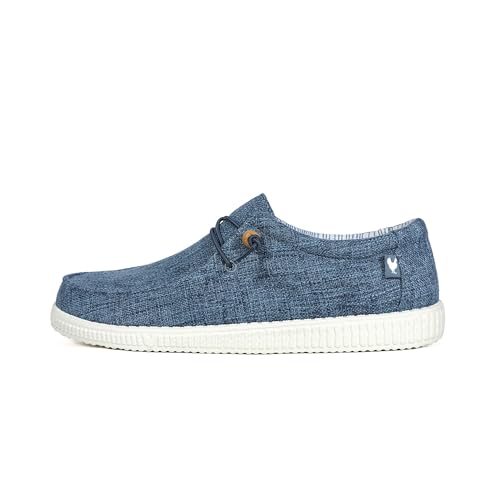 WALK IN PITAS | WP150 WALLABI Washed | Mocassini Uomo per L'Estate | Scarpe da Barca Estive | Sportive Uomo | Sneakers | Scarpe da Pitas | Blu 44