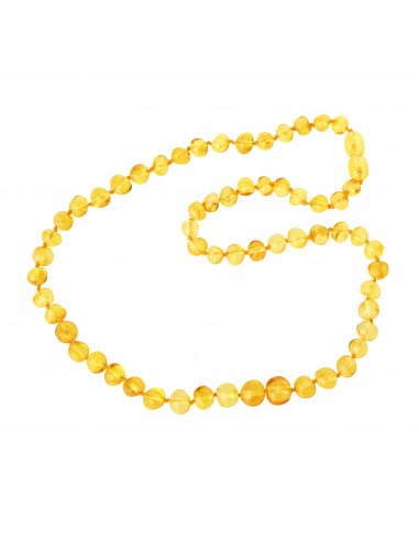TheNaturalAmber Baltic Amber Necklace Adult – Lemon Baroque Polished Beads 45cm – Handmade Pain Relief & Succinic Acid Wellness Jewelry