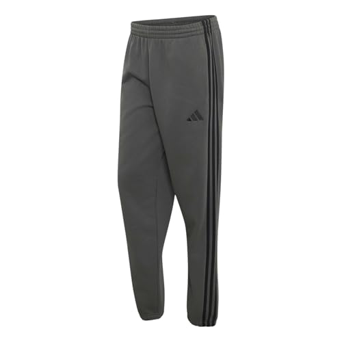 adidas Hombre Essentials 3-Stripes Fleece Tapered Cuffed Pants, Grey Five/Black, XL