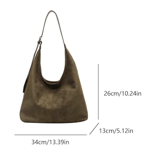 Image of Lushandy Brown Suede Purse Faux Suede Tote Bag Leather Hobo Bags for Women Slouchy Hobo Bag Fall Purse Shoulder Bag