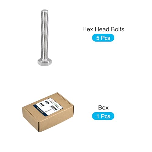 Image of METALLIXITY Hex Bolts (M10-1.5x70mm) 5Pcs, 304 Stainless Steel Coarse Fully Threaded Hex Head Screw Bolt Machine Screws - for Furniture Repair, Silver