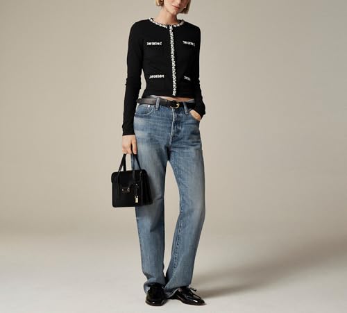 SCOFEEL Women's Pearls Rhinestones Crop Cardigan Long Sleeve Open Front Lightweight Jacket Trendy Y2K Retro Coat3