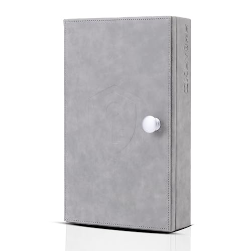 CKEYURE Premium XL Graue PU Leder Faraday Box für Autoschlüssel Wandmontage mit Magnetverschluss | Anti-Diebstahl-Signalblocker | Faraday-Käfig | RFID-Box & Signalblockierbox für Autoschlüssel
