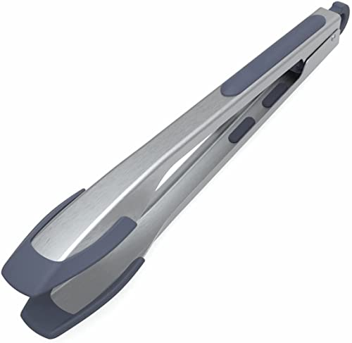 Grillzange Küchenzange Silikon Extra lang Fleischzange Küchenzange Hitzebeständigem Silikongriff Einhändig für Komfort, Soft-Touch-Griff, Lebensmittelgrill mit Silikonspitze BBQ-Kochzange Cover