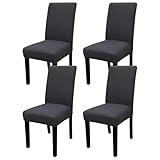 JQinHome 4 Pcs Dining Chair Slipcover, High Stretch Removable Washable Chair Seat Protector Cover for Home Party Hotel Wedding Ceremony (Grey)