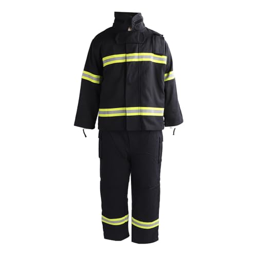 WOHPNLE Fire Resistant Safety Suit 4 Layer Heat Insulation Jacket and Pants with High Visibility Reflective Strip (L)