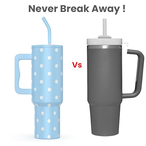Image of enem Tumbler, Sky Bloom, Insulated Premium Vacuum Leak Proof Tumblers, Stainless Steel Travel Mug with Handle, Lid & Straw, 1.2L Tumbler for Coffee, Iced Tea, or Water