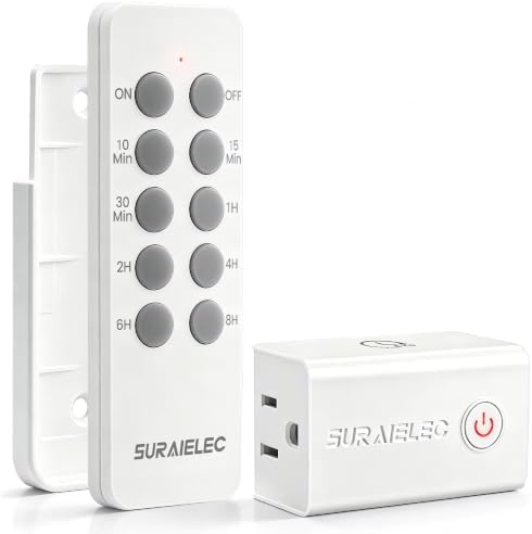 SURAIIELEC Indoor Timer Outlet with Wireless Remote Control, 200FT RF Range