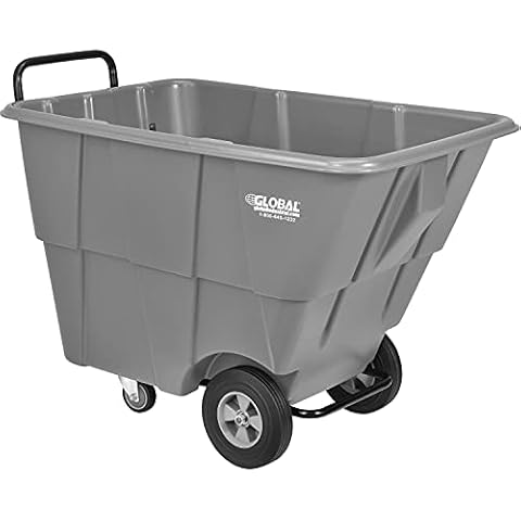 Global Industrial Standard Duty Plastic Tilt Truck 1/2 Cubic Yard Capacity 850 Lb. Capacity, Gray Cover