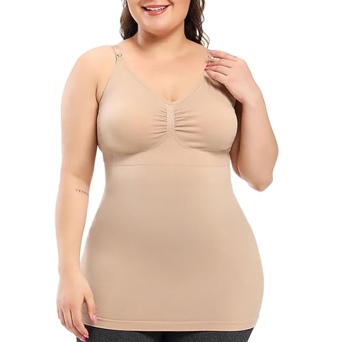 YWLINK Chaleco de lactancia para mujer, talla grande, de alta elasticidad, para la lactancia materna, con botones, ropa interior adelgazante, beige, 3XL