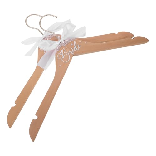 NULYLU Perchas y Diseño Lazo Elegante de Madera Beige para Vestidos de Novia con Gancho Seguro Uso Versátil Pack de 2 Piezas para Preparativos y Fotografía de Boda