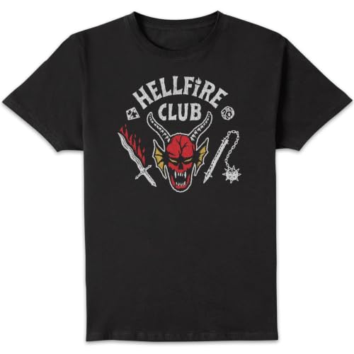 Official Stranger Things Hellfire Club Vintage T-Shirt Mens Black - S
