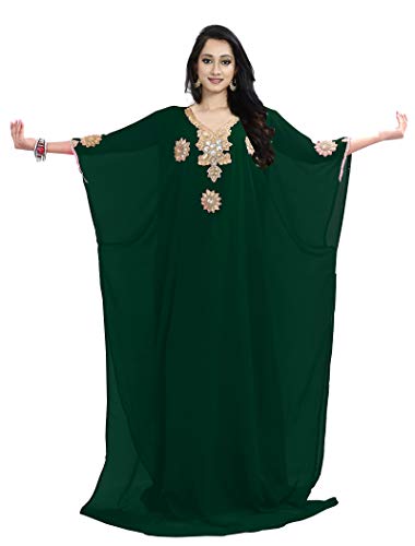 KoC Women's Kaftan Maxi Dress Farasha Caftan KFTNGOLD-Green