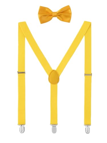 Image of habibee Suspenders and Bow Tie Set for Men, Adjustable Elastic Braces with Y-Back, Diverse Colors, Strong Clips