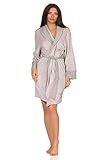 NORMANN-Wäschefabrik Toller Damen Leicht Frottee Bademantel Morgenmantel - auch in Übergrössen - 291 218 93 201, Farbe:Ringel, Größe2:44/46