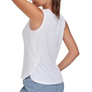 Dragon Fit Lightweight Workout Tank Tops for Women Sleeveless Yoga Shirts Side Split Loose Fit Athletic Tops with Curved Hem