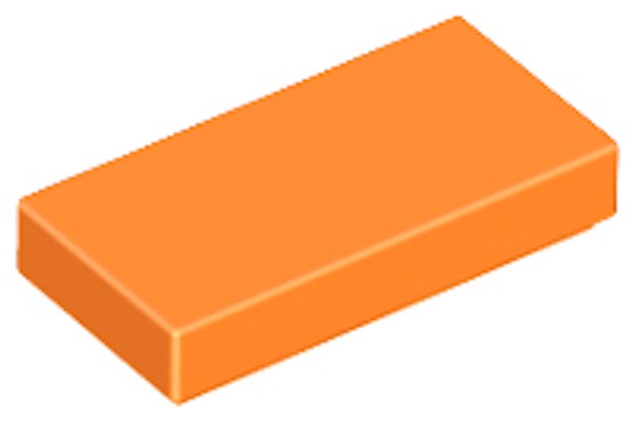 LEGO Tile 1x2, Part 3069, Building Block Component (Orange, 50, Bricks) — image 1
