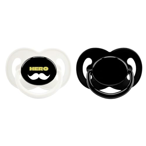 CutiePlusU Chupete para adultos sin BPA, tamaño adulto - Pack de 2 con protector grande de silicona-Black/White HERO