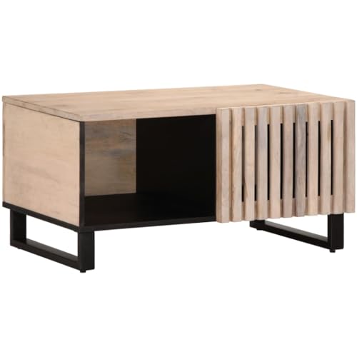 Table de canapé en bois massif 80cm pour optimiser le rangement - 2