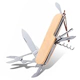 Navaja Multiusos 7 en 1, Navaja Suiza con Cuchillo Supervivencia, Herramienta Multiusos de Madera y Acero Inoxidable para Camping, Hogar, Reparación o Acampada.