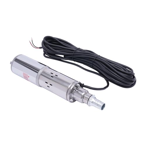 Bomba para pozos profundos, 180 W, 12 V, 1200 L/h, de acero inoxidable, compatible con arena, altura máx. 34 m, bomba sumergible cisterna de agua electrico con cable de 17 m