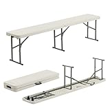 Harbour Housewares Folding Garden Benches - 6ft (180cm) - Pack of 2 - Heavy Duty Folding Utility Bench Easy Store Indoor Outdoor Patio Seating for Outdoor Events, Camping Picnic, Arts and Crafts