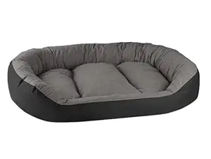 Gorgeous Round Latest Unique Beds,Sofa Style Velvet Bed for Dog and Cat Black Grey-XL