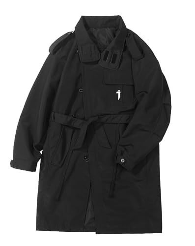 MFCT Men's Techwear Fashion Belted Long Trench Coat