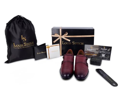 Image of LOUIS STITCH Formal Shoes for Men | Italian Leather Double Monk Strap Handcrafted Shoes | Stylish Lace-Up Business, Formal, Shoes (LSEUWEDMRW)