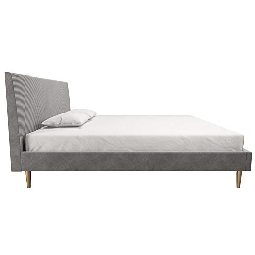 Mr. Kate Daphne Upholstered Headboard And Modern Platform Frame Bed, King, Light Gray Velvet #TOP7