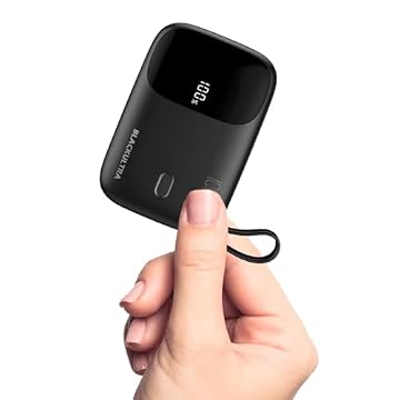 Carregador Portátil 10000mAh com Display LED, Mini Power Bank Rápido 22.5W com PD 3.0 e QC 3.0, USB-C Leve e Compatível com iPhone 16/15/14/13/12/11 e Samsung, Preto