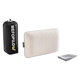 MEFOPILO Memory Foam Travel Pillow with Washable Cover & Carry Bag – Compact, Soft & Breathable Neck Pillow for Airplane, Camping & Car (White- with Extra Gray Cotton Cover, 15.7x9.8x3.9 inches)