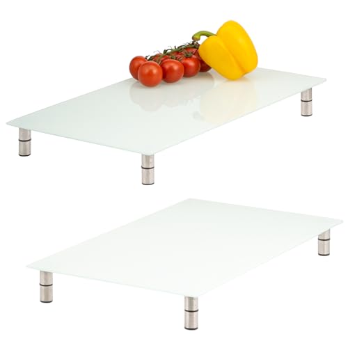 bremermann Juego de 2 cubiertas para fogones, cristal de seguridad, aprox. 30 x 6 x 52 cm, base variable (blanco)