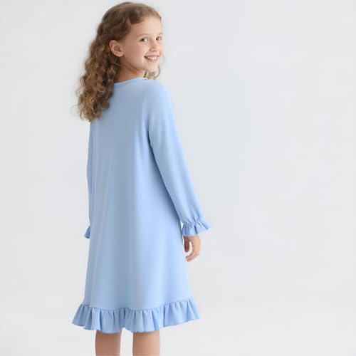 DDSOL Toddler Little Girl Nightgown Kid Long Sleeve Sleepwear Fall Nightie Sleepshirt Nightdress Pajamas Clothes 4-10 Year4