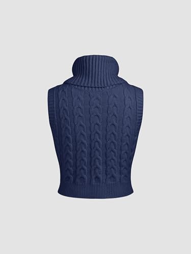CIDER Women’s Sleeveless Sweater Tops Turtle Necks Cable Knit Croped Vest Tank Top4